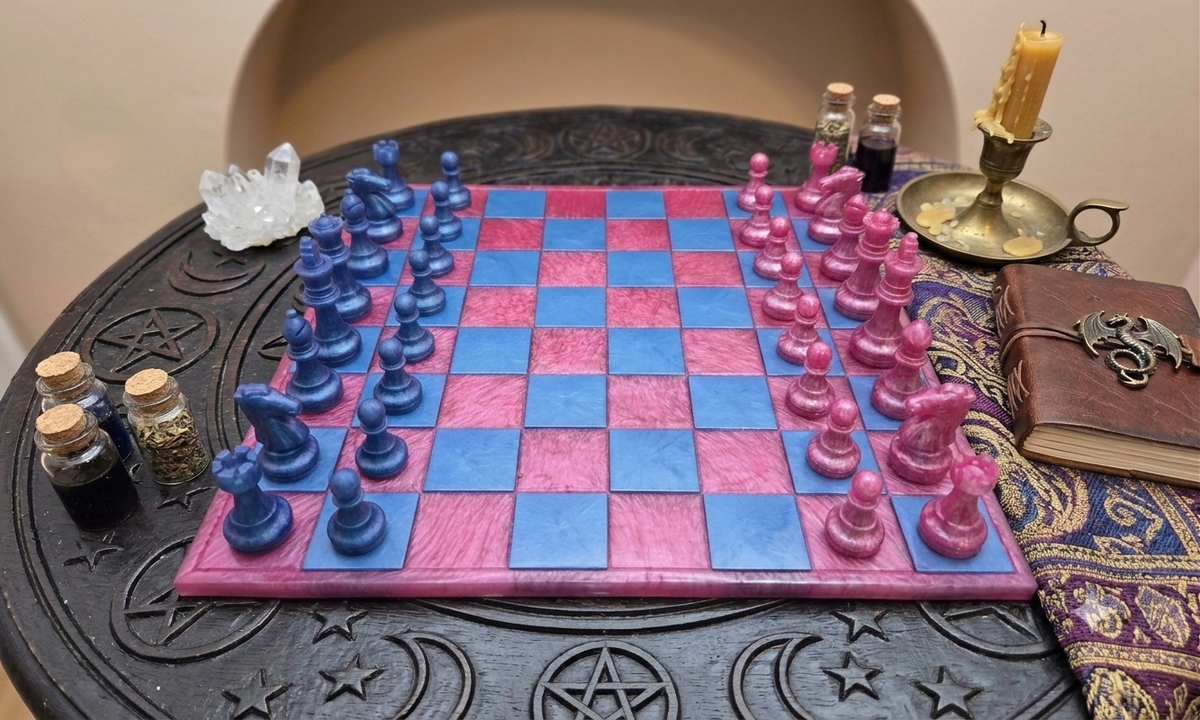 DISCOUNTED! Handcrafted Epoxy Resin Chess Set - Gothic Strategy & Home Decor