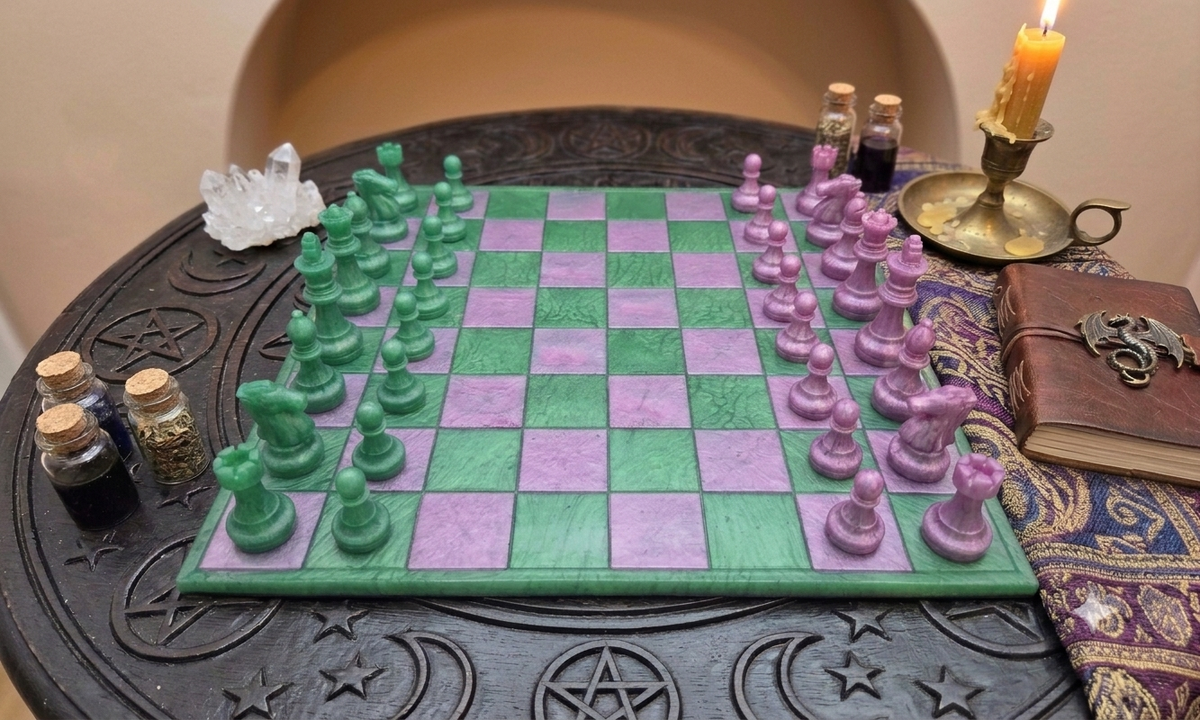 DISCOUNTED! Handcrafted Epoxy Resin Chess Set - Gothic Strategy & Home Decor