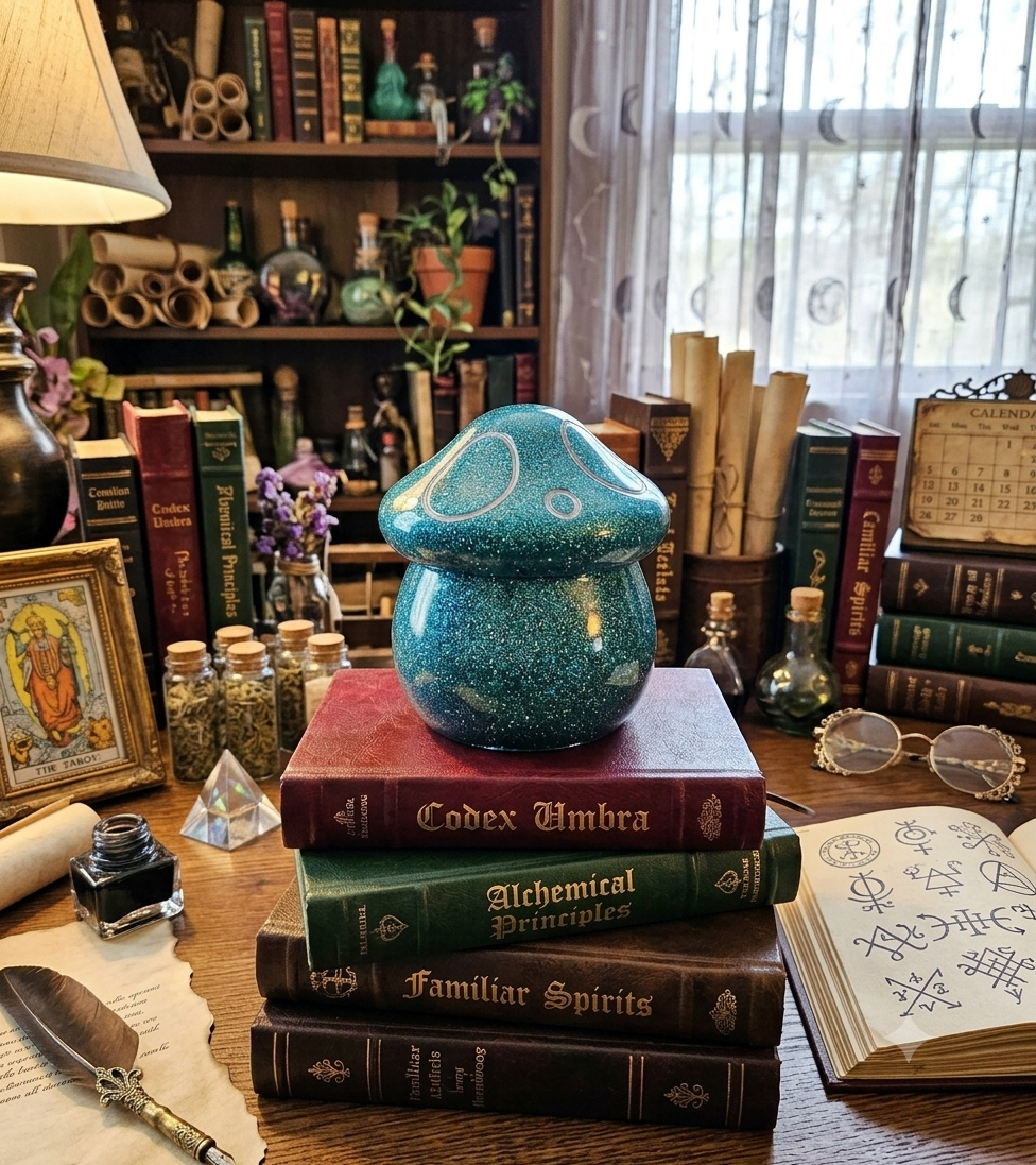 Handcrafted Epoxy Resin Mushroom Jar - Gothic Home Decor & Storage