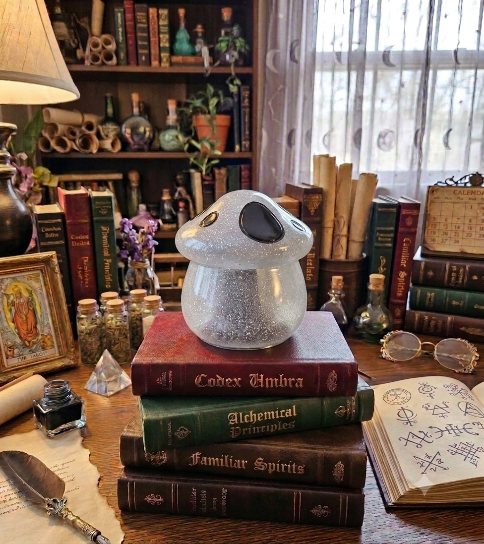 Handcrafted Epoxy Resin Mushroom Jar - Gothic Home Decor & Storage
