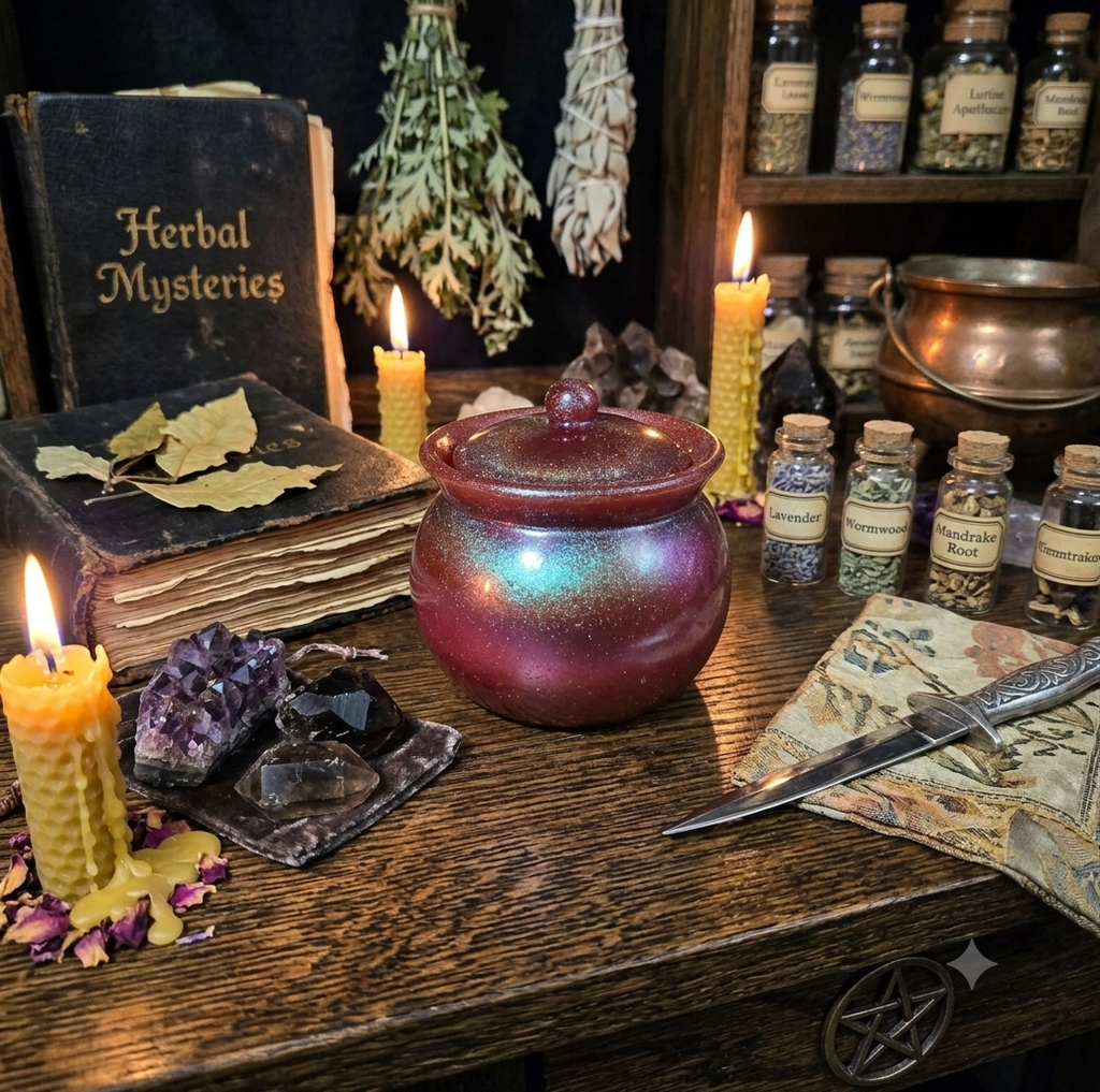 Handcrafted Epoxy Resin Round Jar - Gothic Home Decor & Storage