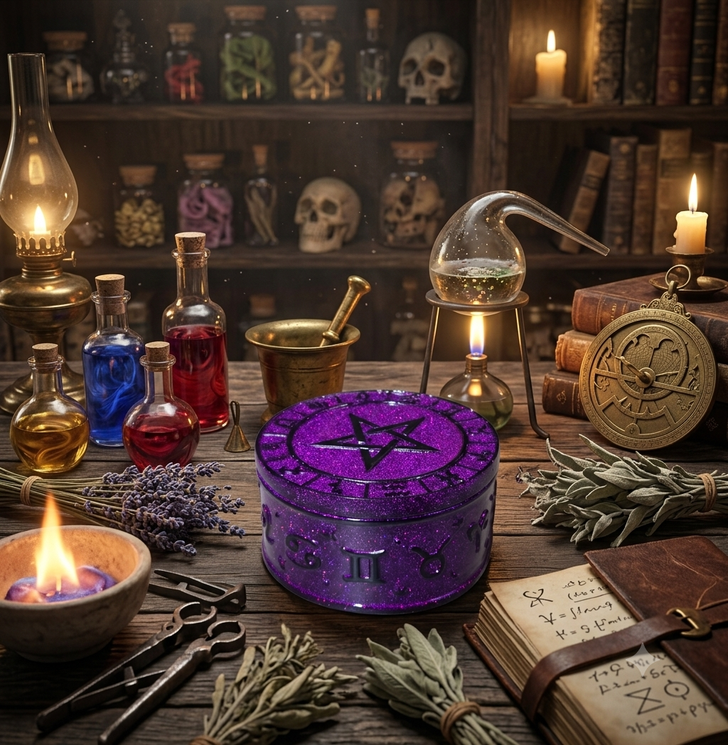 Handcrafted Epoxy Resin Celestial Astrology Jar - Gothic Home Decor & Storage