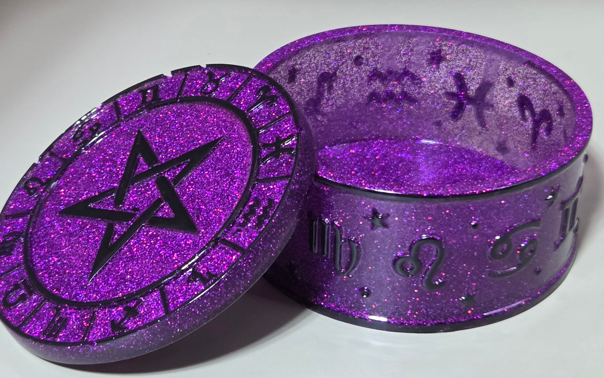 Handcrafted Epoxy Resin Celestial Astrology Jar - Gothic Home Decor & Storage
