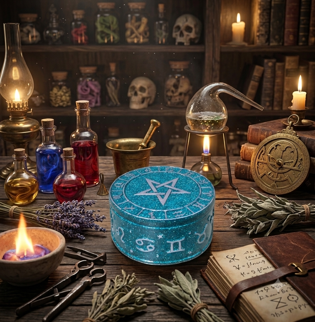 Handcrafted Epoxy Resin Celestial Astrology Jar - Gothic Home Decor & Storage