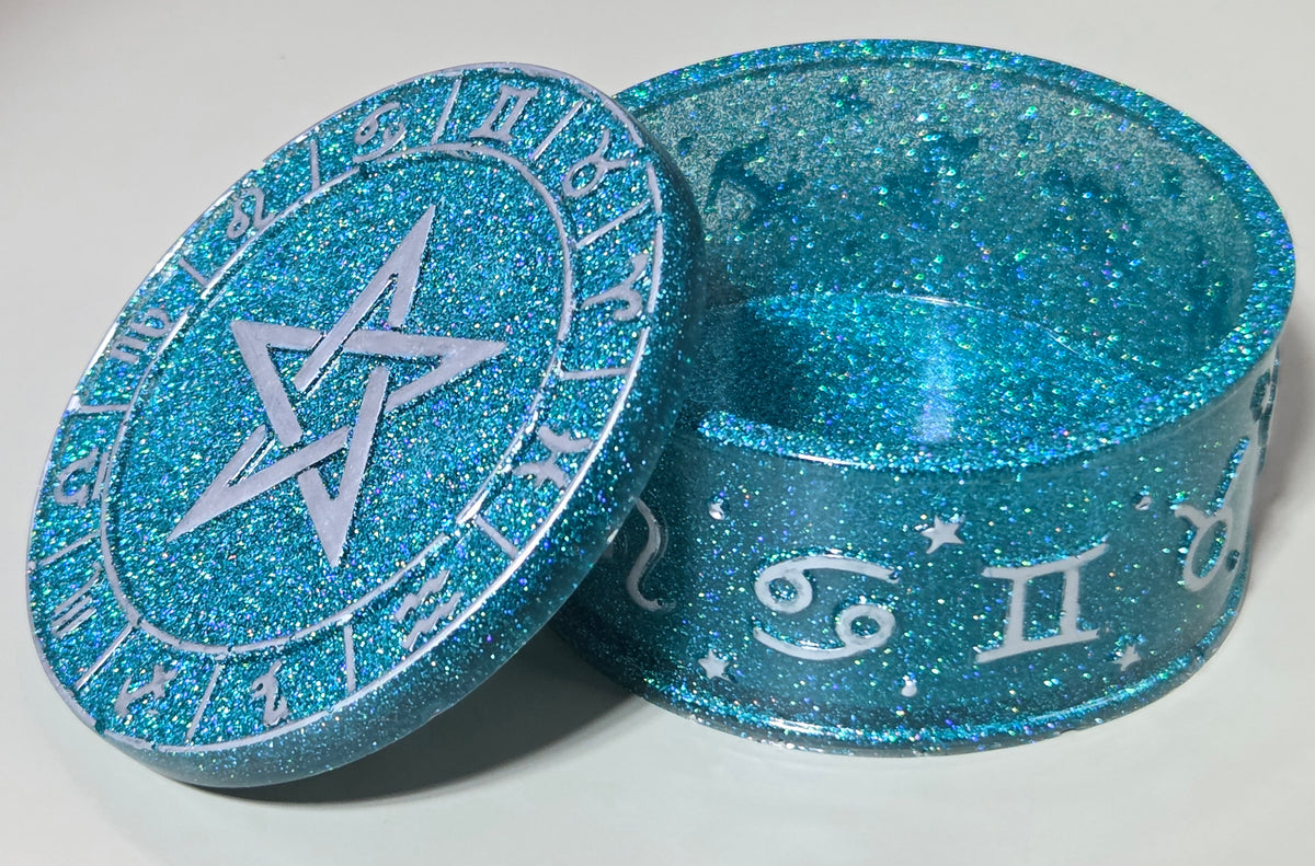 Handcrafted Epoxy Resin Celestial Astrology Jar - Gothic Home Decor & Storage