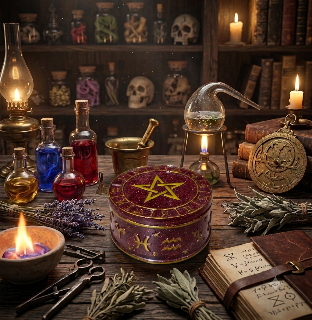 Handcrafted Epoxy Resin Celestial Astrology Jar - Gothic Home Decor & Storage