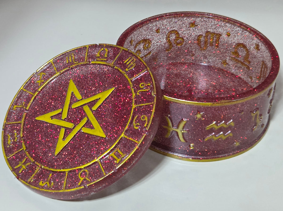 Handcrafted Epoxy Resin Celestial Astrology Jar - Gothic Home Decor & Storage