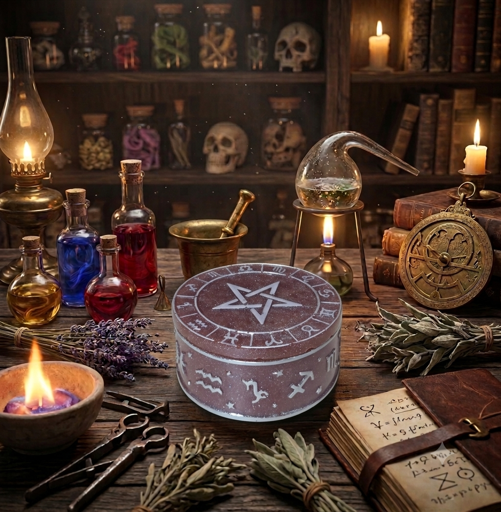 Handcrafted Epoxy Resin Celestial Astrology Jar - Gothic Home Decor & Storage