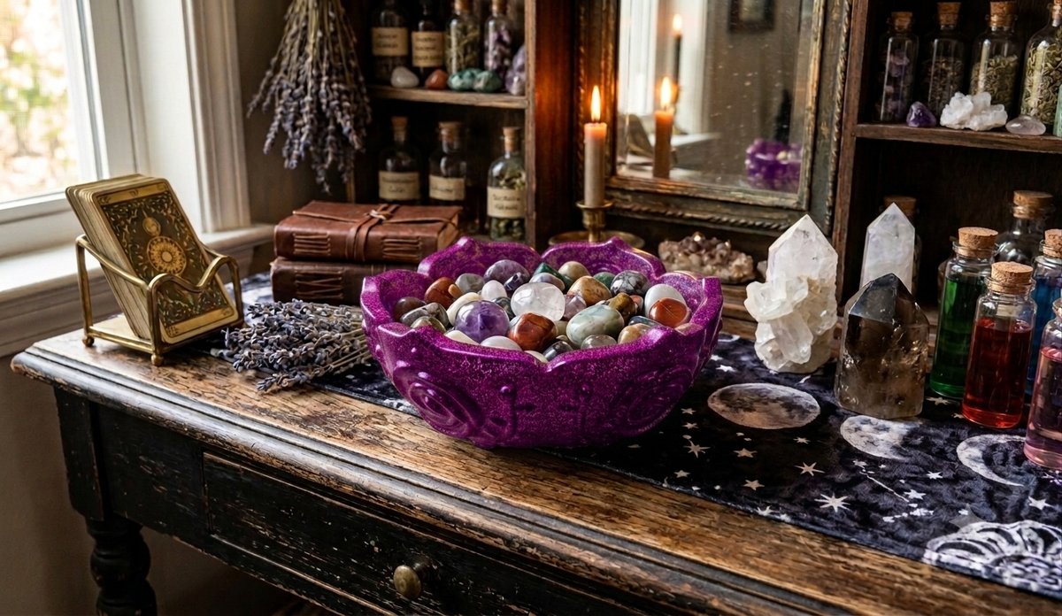 Handcrafted Epoxy Resin Decorative Bowl - Gothic Home Decor