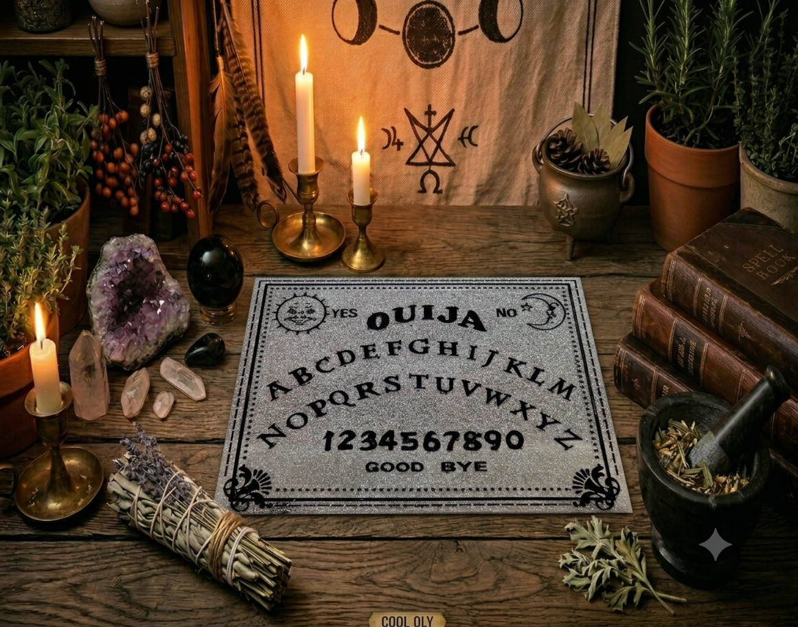 Handcrafted Epoxy Resin Ouija Board Set with Planchette - Gothic Home Decor