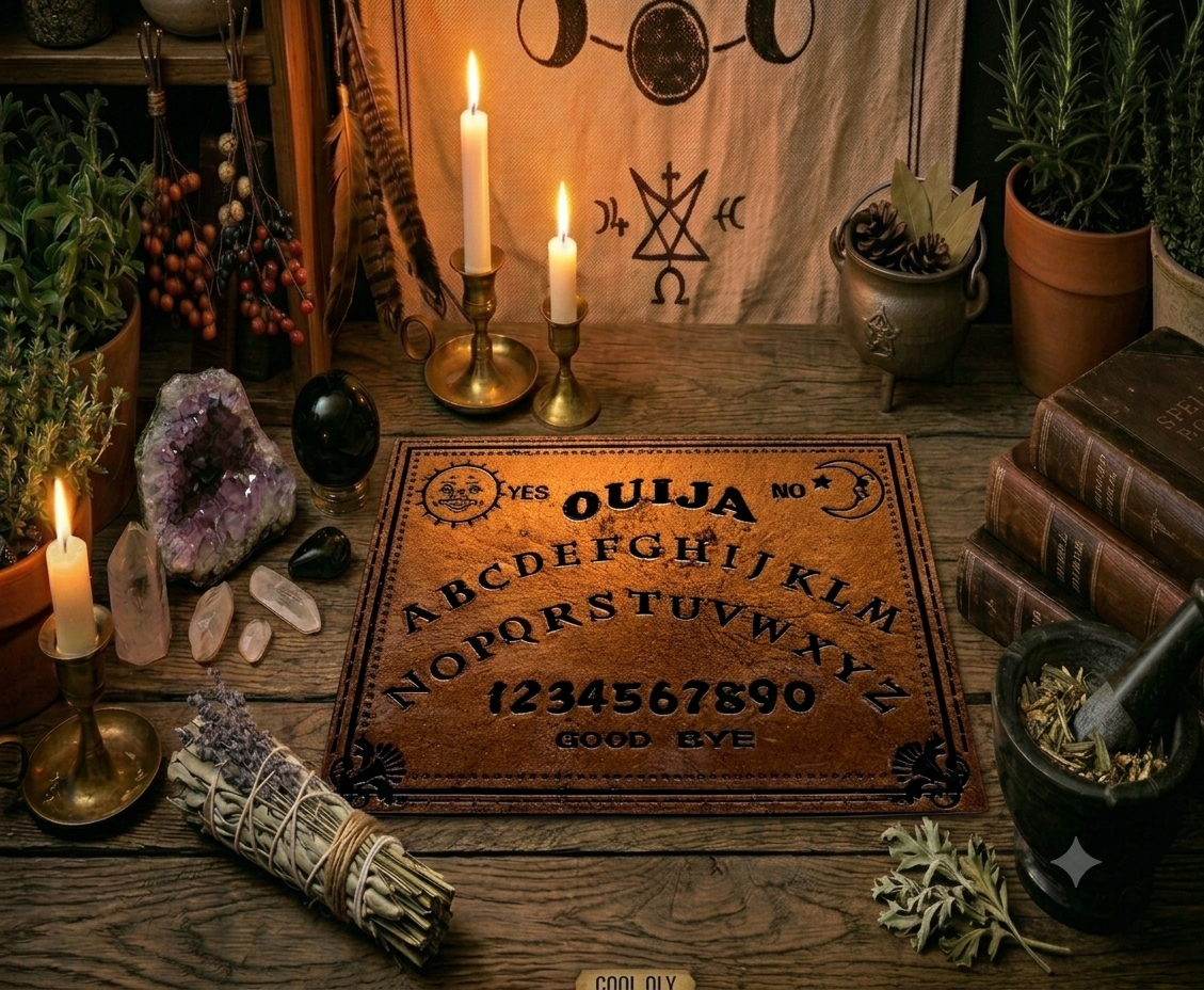 Handcrafted Epoxy Resin Ouija Board Set with Planchette - Gothic Home Decor