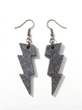 Handcrafted Epoxy Resin Lightning Bolt Earrings - Gothic Wearable Art
