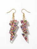Handcrafted Epoxy Resin Lightning Bolt Earrings - Gothic Wearable Art