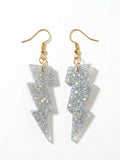 Handcrafted Epoxy Resin Lightning Bolt Earrings - Gothic Wearable Art