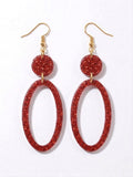 Handcrafted Epoxy Resin Oval Geometric Earrings - Gothic Wearable Art