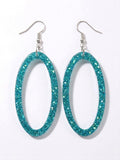 Handcrafted Epoxy Resin Oval Geometric Earrings - Gothic Wearable Art