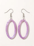 Handcrafted Epoxy Resin Oval Geometric Earrings - Gothic Wearable Art