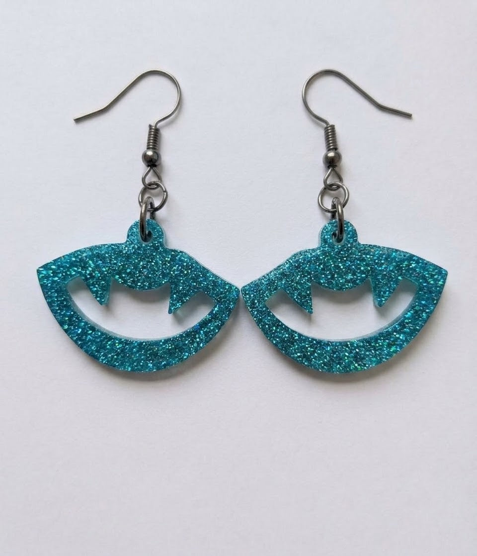 Handcrafted Epoxy Resin Vampire Mouth Earrings - Gothic Wearable Art