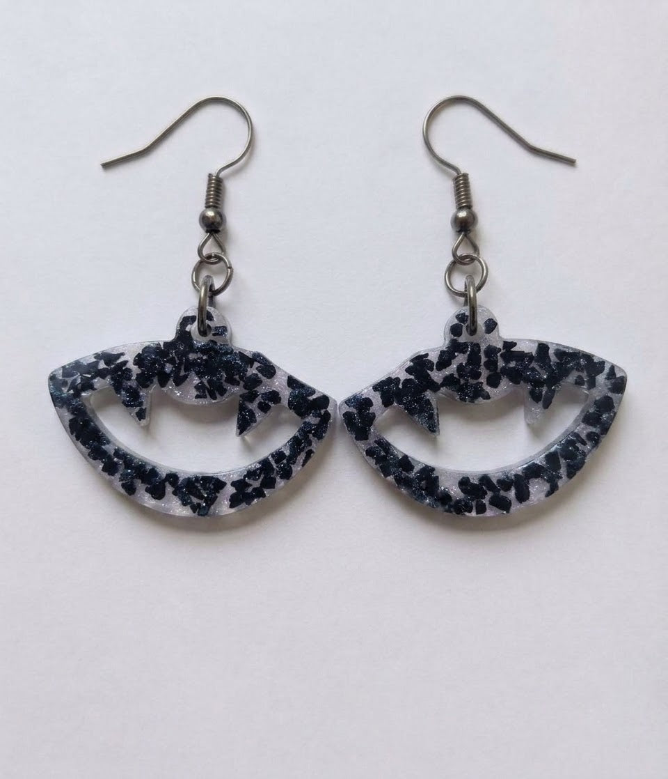 Handcrafted Epoxy Resin Vampire Mouth Earrings - Gothic Wearable Art