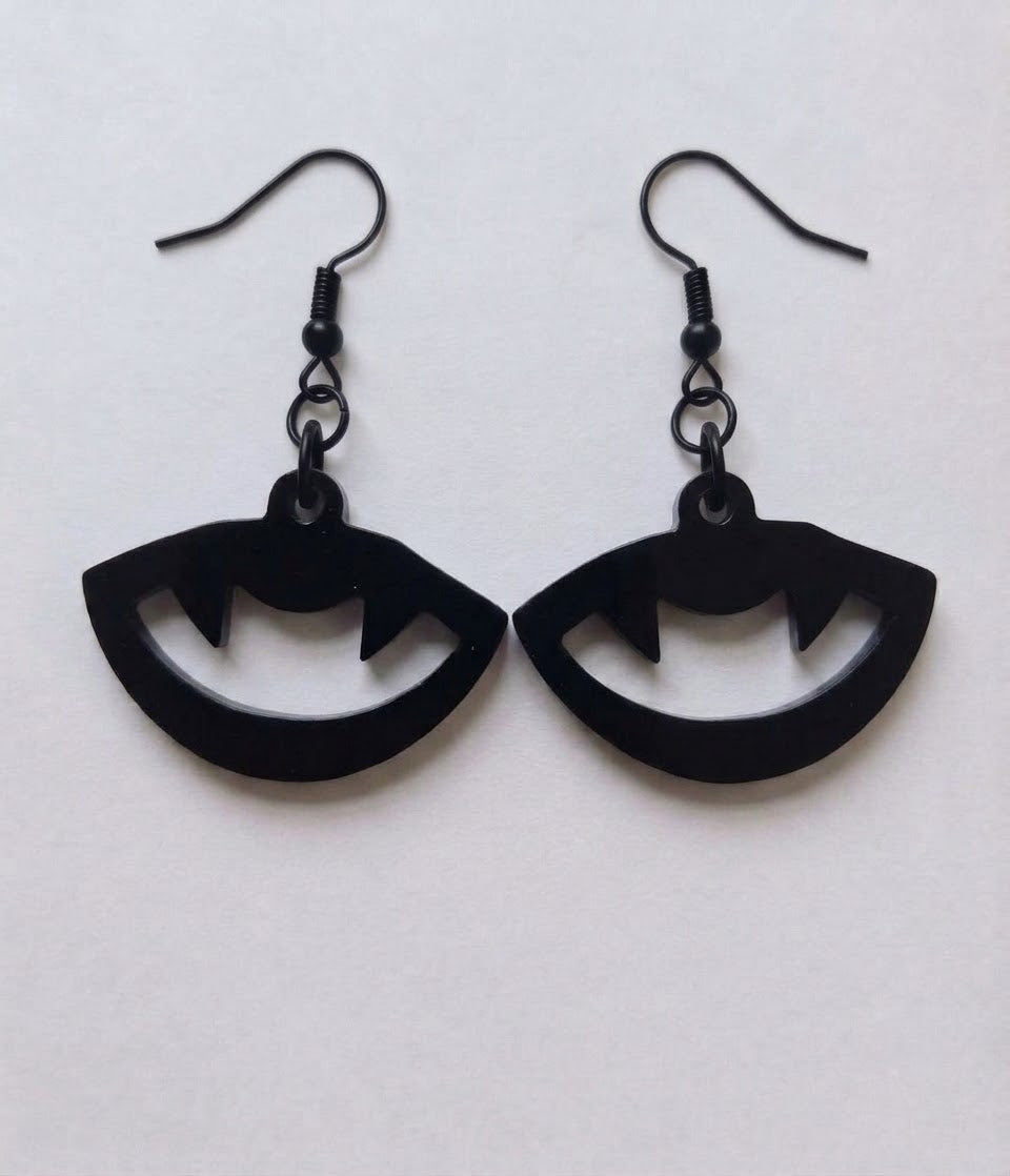 Handcrafted Epoxy Resin Vampire Mouth Earrings - Gothic Wearable Art