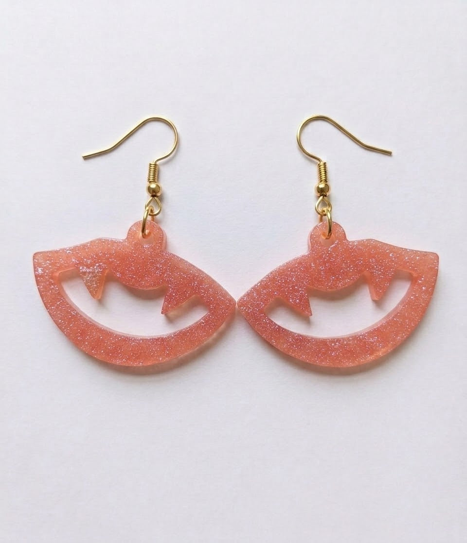 Handcrafted Epoxy Resin Vampire Mouth Earrings - Gothic Wearable Art