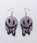 Handcrafted Epoxy Resin Melting Smiley Earrings - Gothic Wearable Art