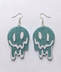 Handcrafted Epoxy Resin Melting Smiley Earrings - Gothic Wearable Art