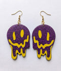Handcrafted Epoxy Resin Melting Smiley Earrings - Gothic Wearable Art