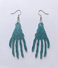 Handcrafted Epoxy Resin Skeleton Hand Earrings - Gothic Wearable Art