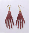 Handcrafted Epoxy Resin Skeleton Hand Earrings - Gothic Wearable Art