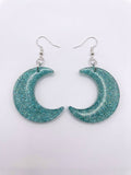 Handcrafted Epoxy Resin Moon Earrings - Gothic Wearable Art