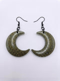 Handcrafted Epoxy Resin Moon Earrings - Gothic Wearable Art