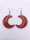 Handcrafted Epoxy Resin Moon Earrings - Gothic Wearable Art