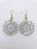 Handcrafted Epoxy Resin Snowflake Earrings - Gothic Wearable Art