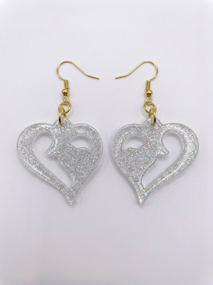 Handcrafted Epoxy Resin Stag Heart Earrings - Gothic Wearable Art