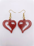 Handcrafted Epoxy Resin Stag Heart Earrings - Gothic Wearable Art