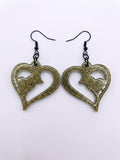 Handcrafted Epoxy Resin Stag Heart Earrings - Gothic Wearable Art