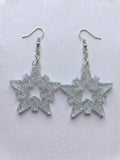Handcrafted Epoxy Resin Star Snowflake Earrings - Gothic Wearable Art