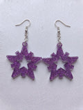 Handcrafted Epoxy Resin Star Snowflake Earrings - Gothic Wearable Art