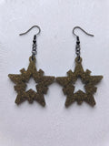 Handcrafted Epoxy Resin Star Snowflake Earrings - Gothic Wearable Art