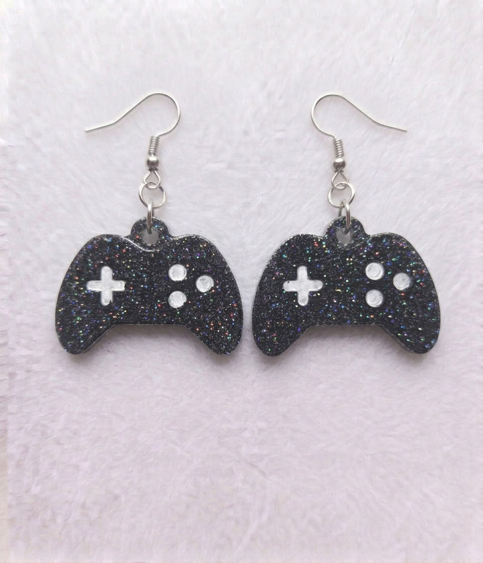 Handcrafted Epoxy Resin XBOX Controller Earrings - Gothic Wearable Art