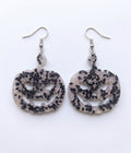 Handcrafted Epoxy Resin Jack-o-Lantern Earrings - Gothic Wearable Art