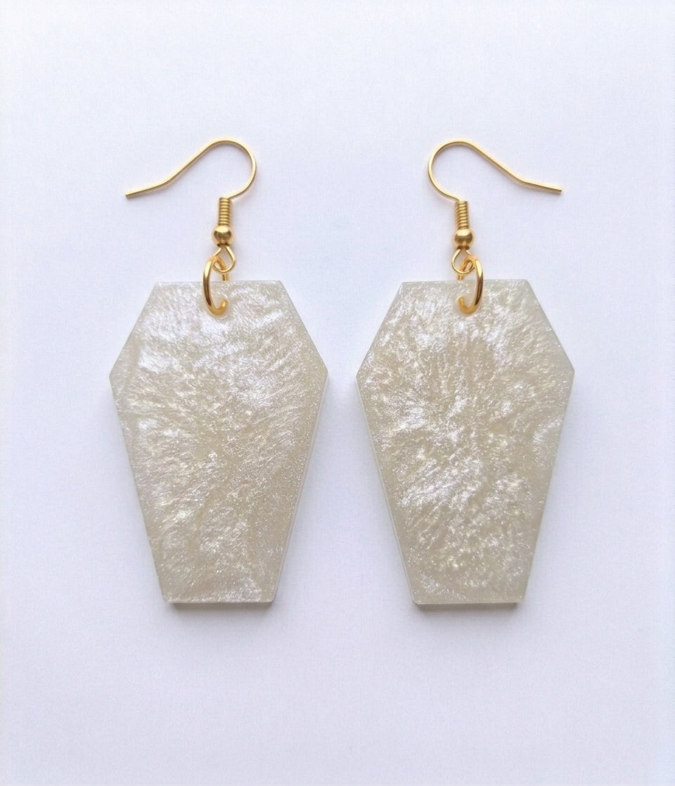 Handcrafted Epoxy Resin Coffin Earrings - Gothic Wearable Art