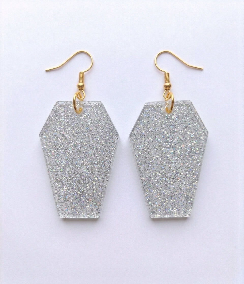 Handcrafted Epoxy Resin Coffin Earrings - Gothic Wearable Art