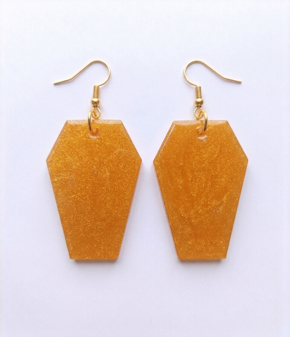 Handcrafted Epoxy Resin Coffin Earrings - Gothic Wearable Art