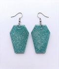 Handcrafted Epoxy Resin Coffin Earrings - Gothic Wearable Art