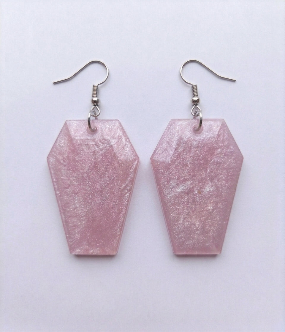 Handcrafted Epoxy Resin Coffin Earrings - Gothic Wearable Art