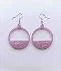 Handcrafted Epoxy Resin Half Circle Earrings - Gothic Wearable Art