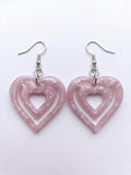 Handcrafted Epoxy Resin Double Heart Earrings - Gothic Wearable Art