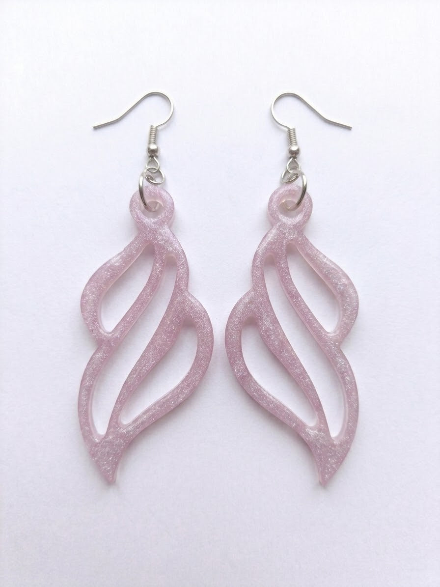 Handcrafted Epoxy Resin Abstract Curves Earrings - Gothic Wearable Art
